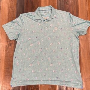 johnnie-O Light Green Polo with Floral Accents